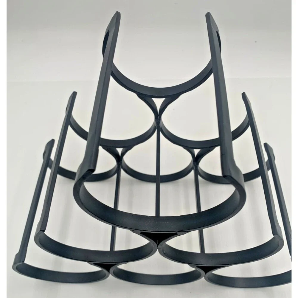 Modern Black Metal Wine Rack Tabletop 6-Bottle Geometric Wine Holder Barware